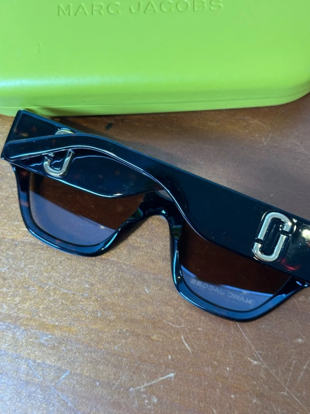 Marc Jacobs Black Sunglasses with Bright Yellow Case